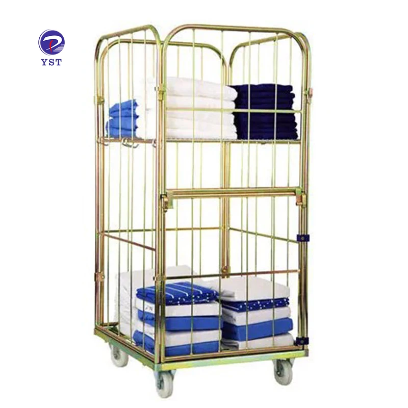 Factory Price Easy Assemble Collapsible Galvanized Welded Metal Laundry Trolley with Wheels