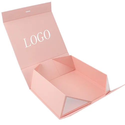 scatola di magnete pieghevole rosa personalizzata per scarpe abbigliamento profumi scatola di imballaggio logo scatola personalizzata regalo