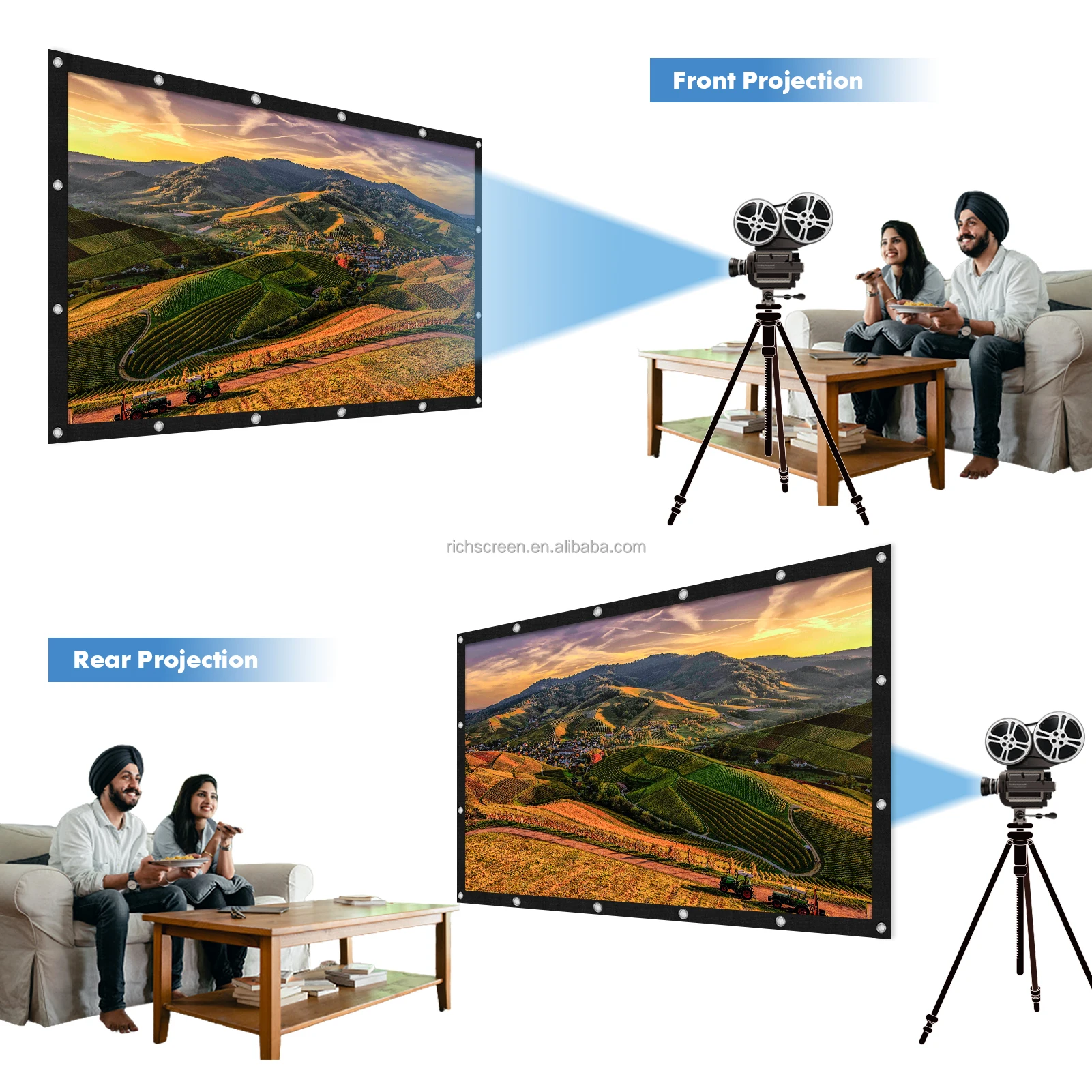 Foldable Polyester Cloth 100"(16:9) 221x125cm Portable Simple Projection Movies Projector Screens Cheapest Type