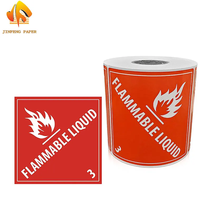 Hazard Class 3 DOT Flammable Liquid Hazmat Labels 4" X 4" Square Stickers - 500 Adhesive Labels Per Roll