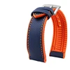 Blue band orange stitched