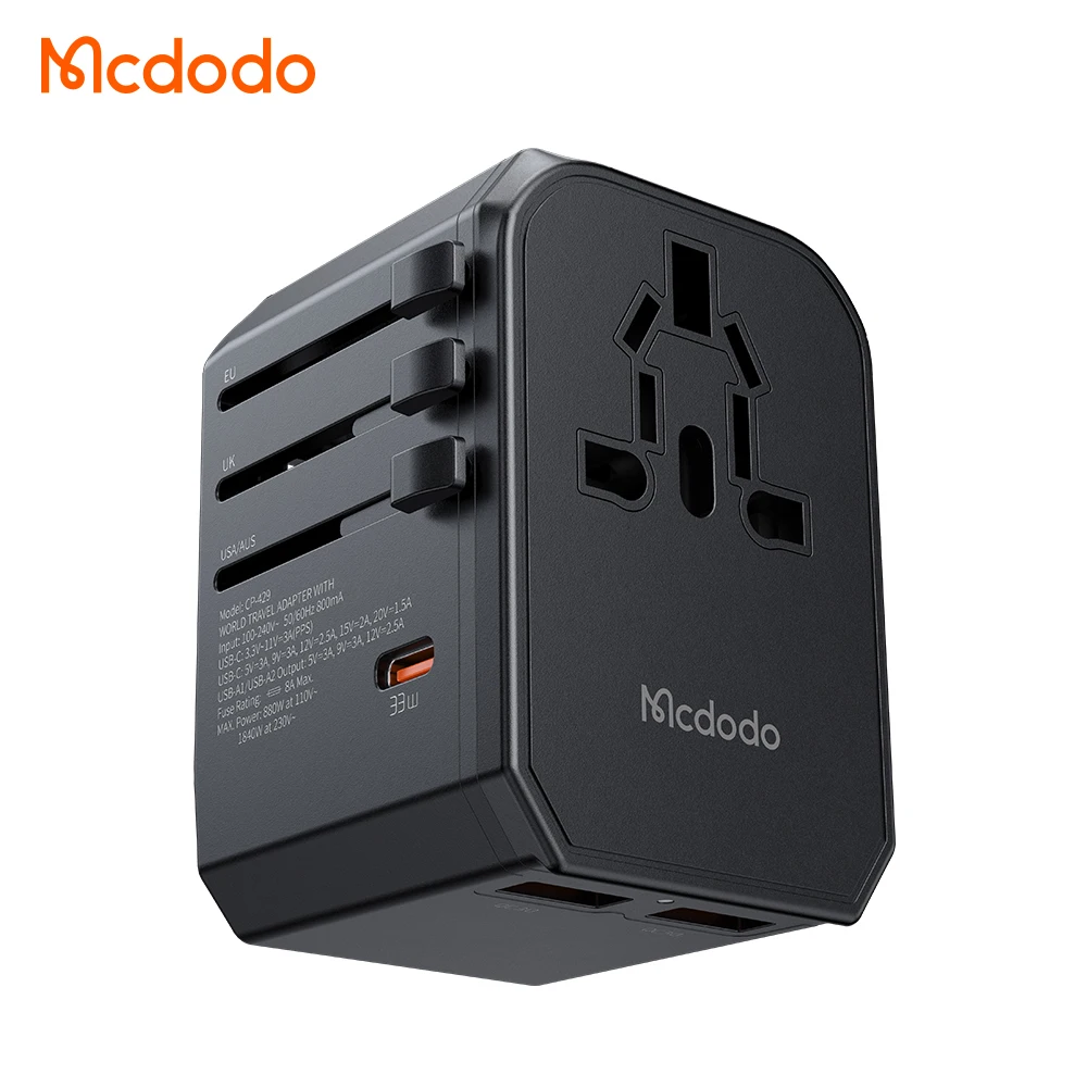 Adaptateur De Voyage Universel – 2 Ports USB-C – Noir – Neuf