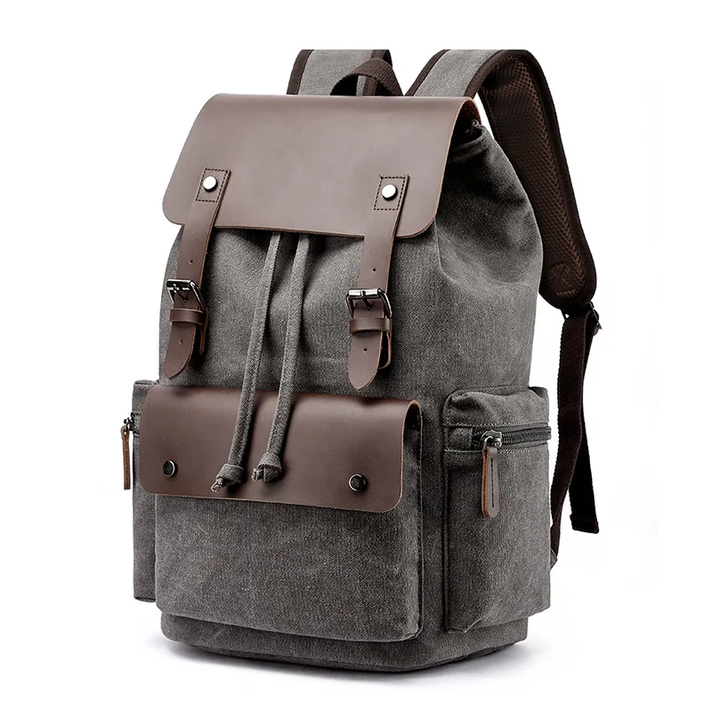 Retro canvas casual backpack computer backpack men and women outdoor backpack suitable for student schoolbags