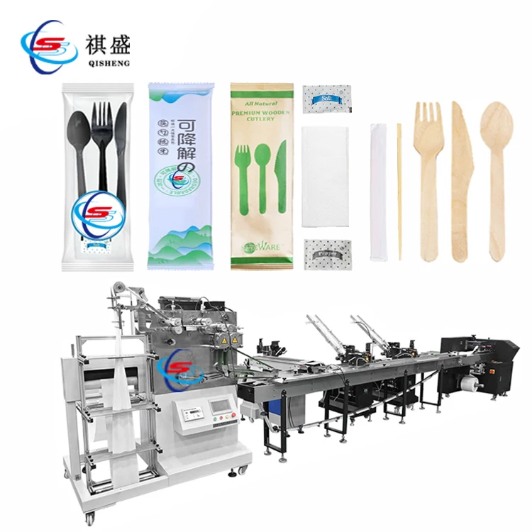 Automatic Feeder Single Spoon Shrink Wrapping Packaging Machine Packing Machine for Disposable Individual Plastic Cutlery