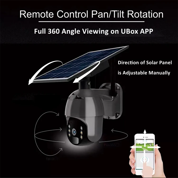 8w 2mp 4mp Ubox Pir Smart 4g Solar Cctv Rechargeable Battery Ptz Camera