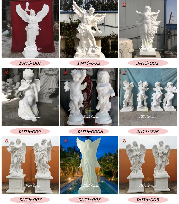 Outdoor Garden Natural Stone Hand Carved Cherub Marble Angel Statue ...