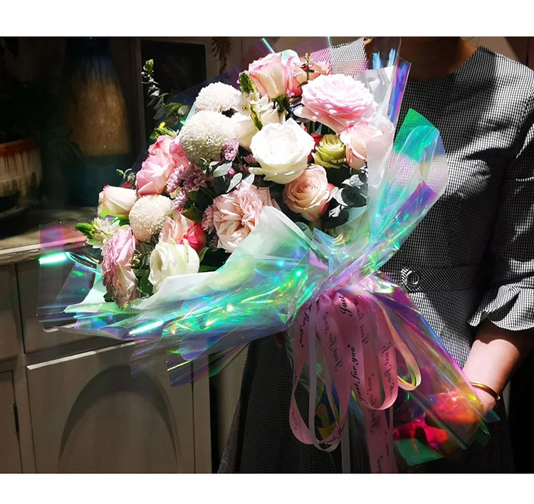 Wholesale Transparent Waterproof Colorful Fresh Flower Wrapping