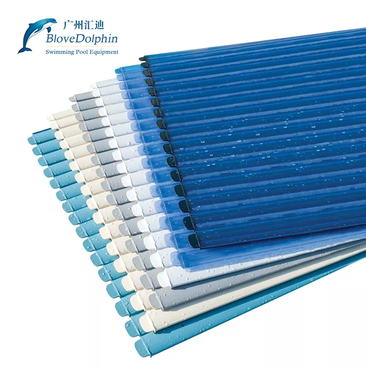 PC Electric Automatic Swimming Pool Cover Strip Safety Polycarbonate Folding Open Style 24V DC Plastic Material
