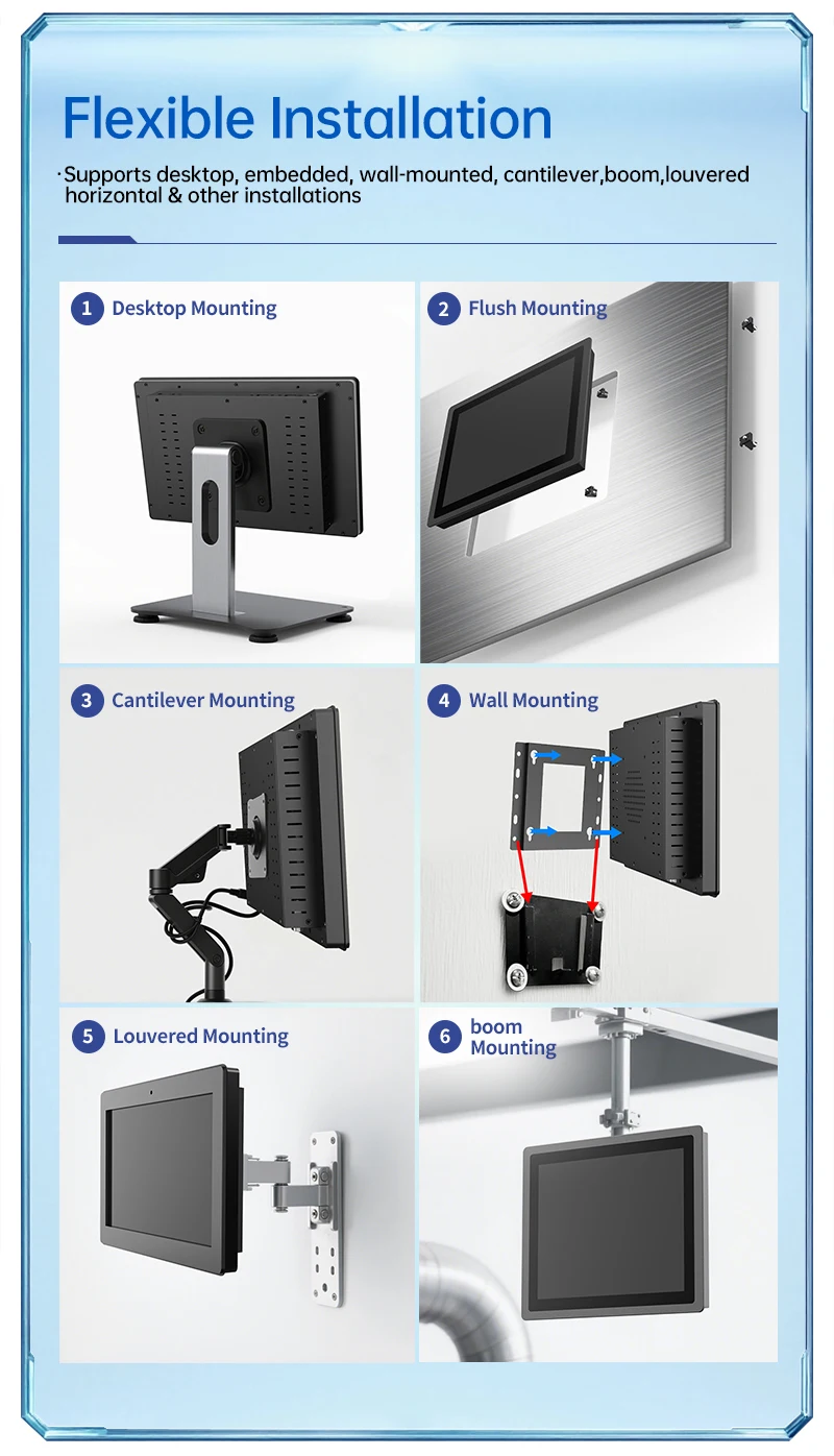 Industrial Capacitive Touch Panel PC 8-21 Inch Android Linux Wall-Mounted Embedded FCC CE for Factory Automation Kiosk