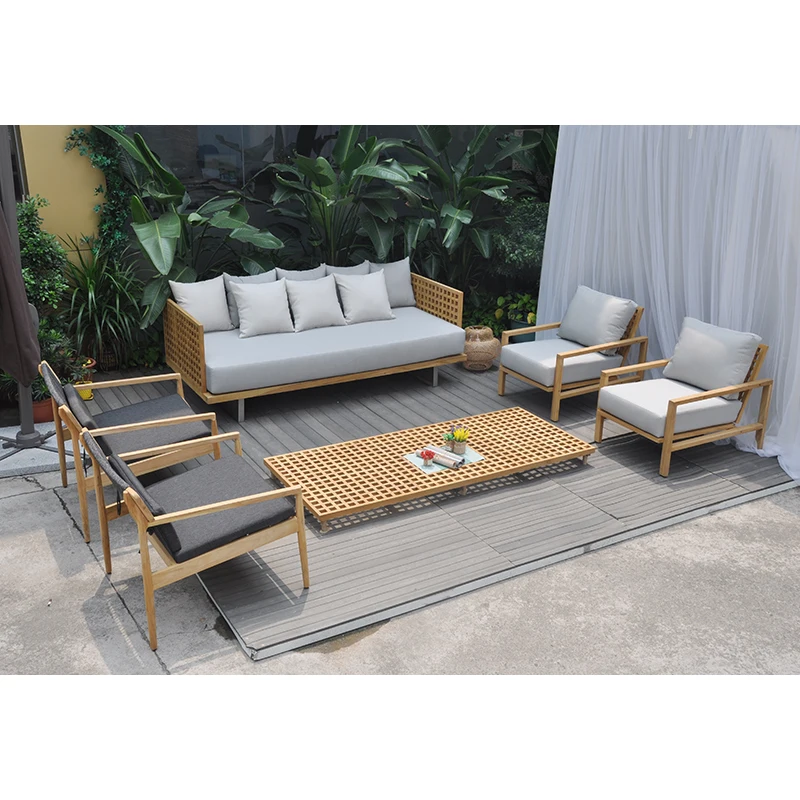 Outdoor Patio Garden Sets Sofa Wood Furniture Teak Arm Chair Natural