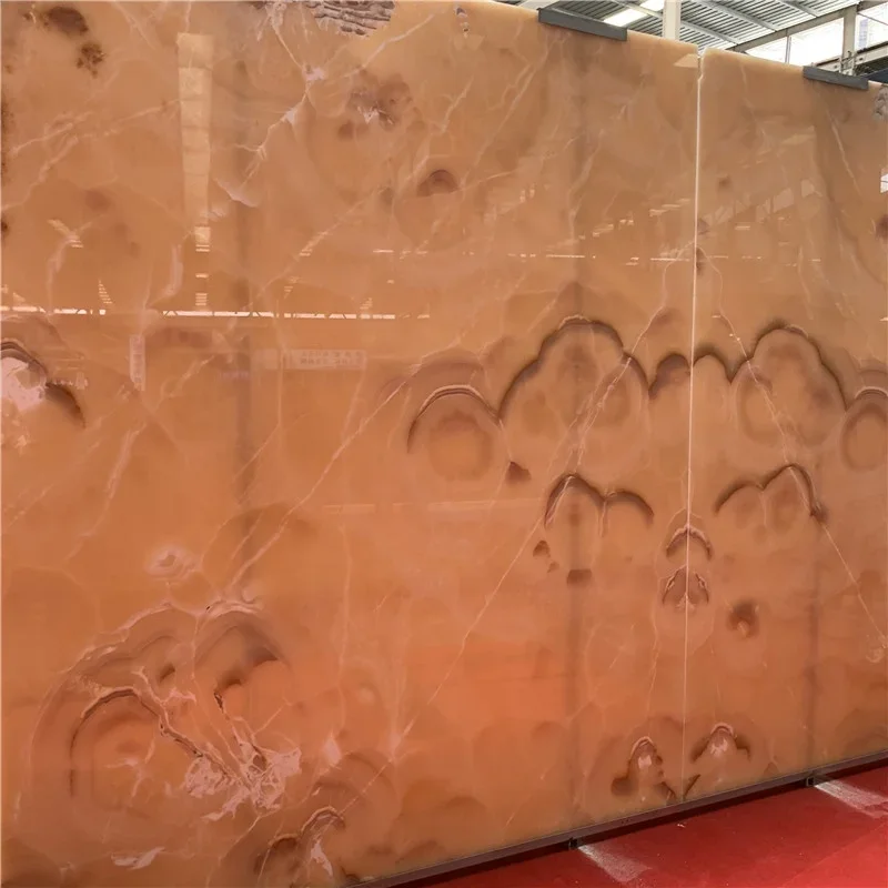 product natural translucent tile brown onyx marble slab for countertop and background wall-1