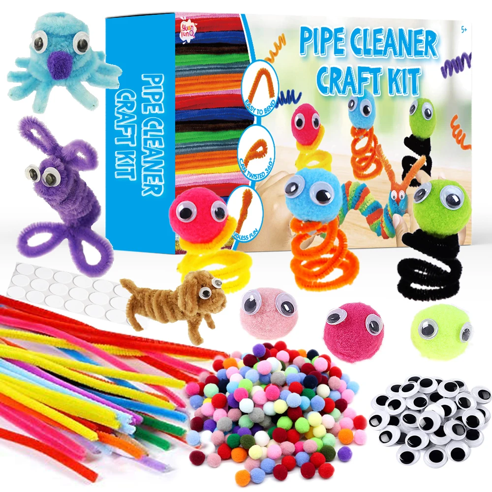 Kit De Manualidades De 1300+ Piezas Para Niños – Pompones, Chenilla, Ojos Móviles Y Más | Juego Creativo DIY Para 3+ | Regalo De Cumpleaños Y Navidad