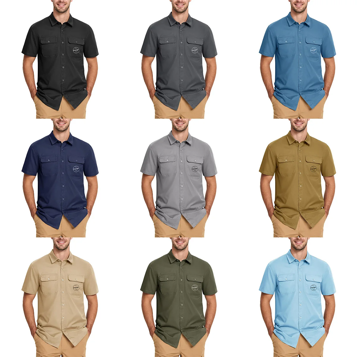 Wholesale Fishing Wear Short Sleeve Embroidery Printed Cotton Polo Collar Performance Fishing Fishing T Shirt for Men