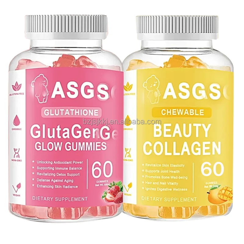 Vegan Supplement Natural Best Glutathion Collagen Glow Gummies Organic Glutathione  Gluta Gen Glow Gummies for Skin Whiteninging| Alibaba.com