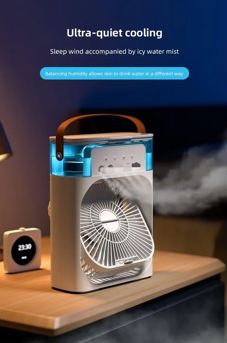 USB Portable 3-Speed 3-in-1 Desktop Cooling Fan 600ML Space Humidifier for Office Home Outdoor Use