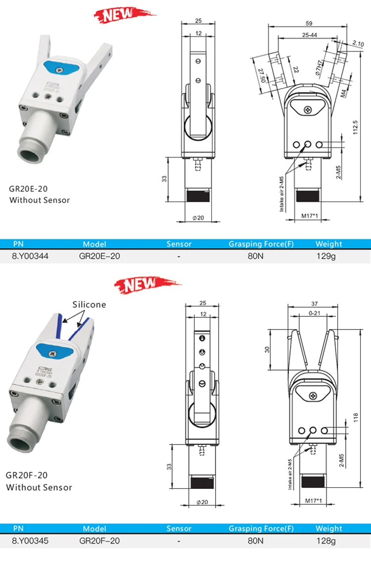 Sprue Grippers for End of Arm Tooling EOAT GR20 GRZ Made of Aluminum Robot Arm Gripper CRG