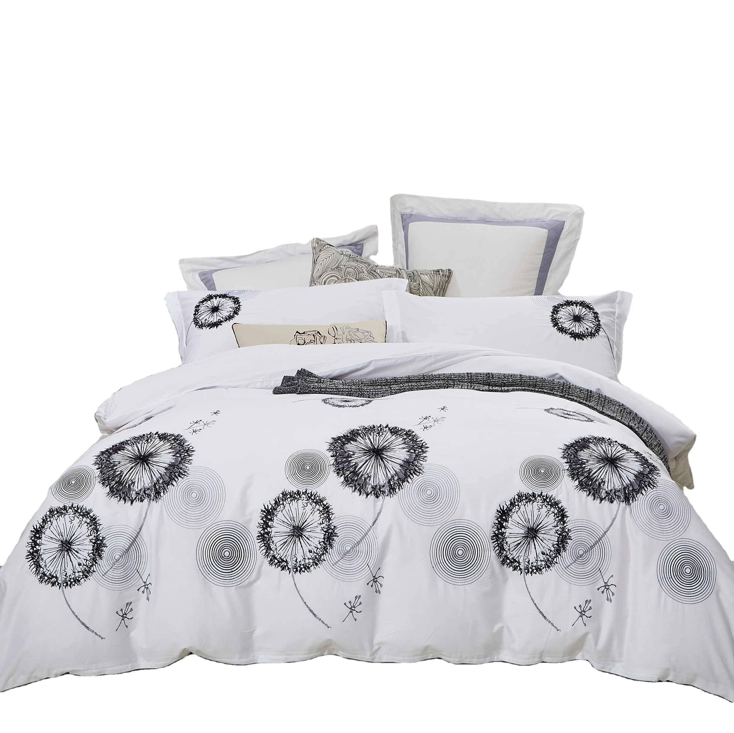 Elegant hotel and home use cotton bed sheet bedding set white bed linen