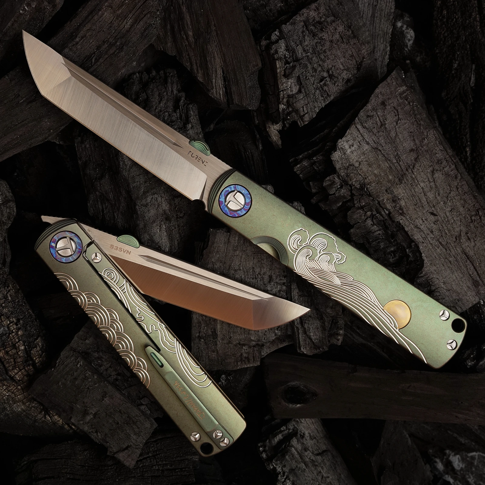 Japanese Laser Engraving Knives Outdoor Sharp Titanium Plating Stone