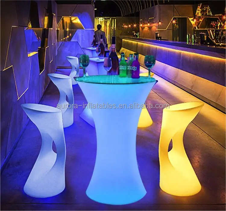 Led Bar Furniture Light Up Cocktail Table And Chairs Waterproof Led Bar