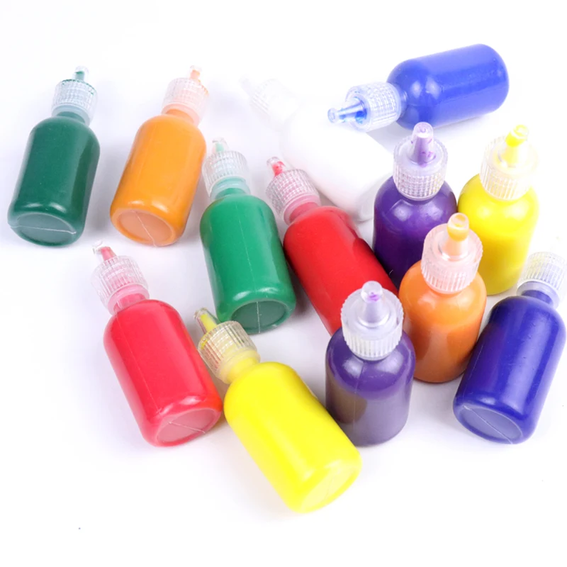 24-Color 30ml Neon Metallic Glitter Puffy 3D Fabric Paint Set Waterproof Permanent for Textile T-Shirt Canvas Wood-Art Paints