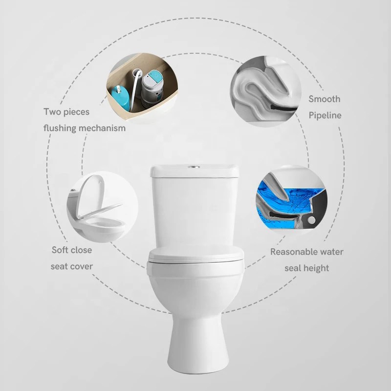 Factory wholesale cheap sanitary ware inodoro elongated toilet set bathroom water closet siphonic 2 two piece ceramic wc toilet factory