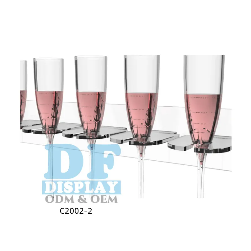 C20022 Display Rack Acrylic Prosecco Champagne Glass Wall Holder For