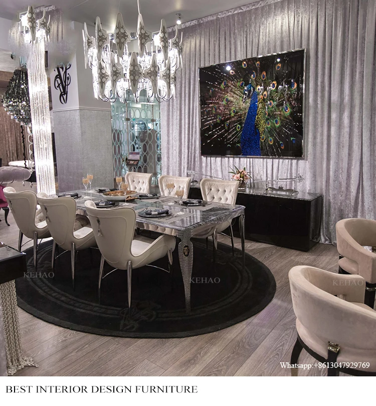 Custom Modern Upscale Dining Room Dining Table And Chair Set For 8 ...