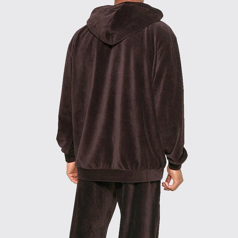 Custom Logo Velour Fabric Hoodie with 430grams and 370grams Fabric Weight for Winter Comfort