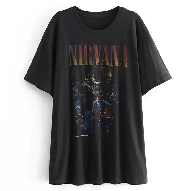 Source Super Chic Vintage Black Rock Graphic Tees Women Oversized Graphic T Shirts  Vintage Women Summer T Shirt on m.