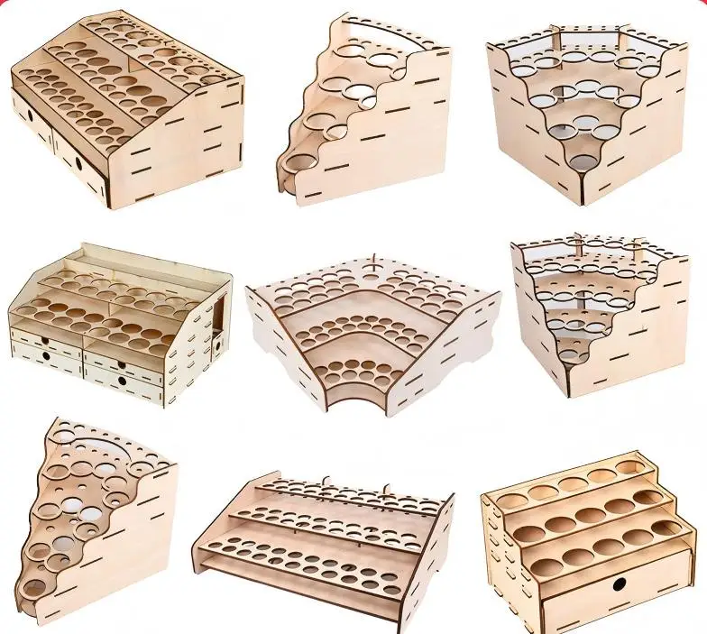 Selbstbau-Holz-Farbkasten und Aufbewahrungsbehälter, komplettes Malen-nach-Zahlen-Set mit Pinselhalter und Werkzeugen