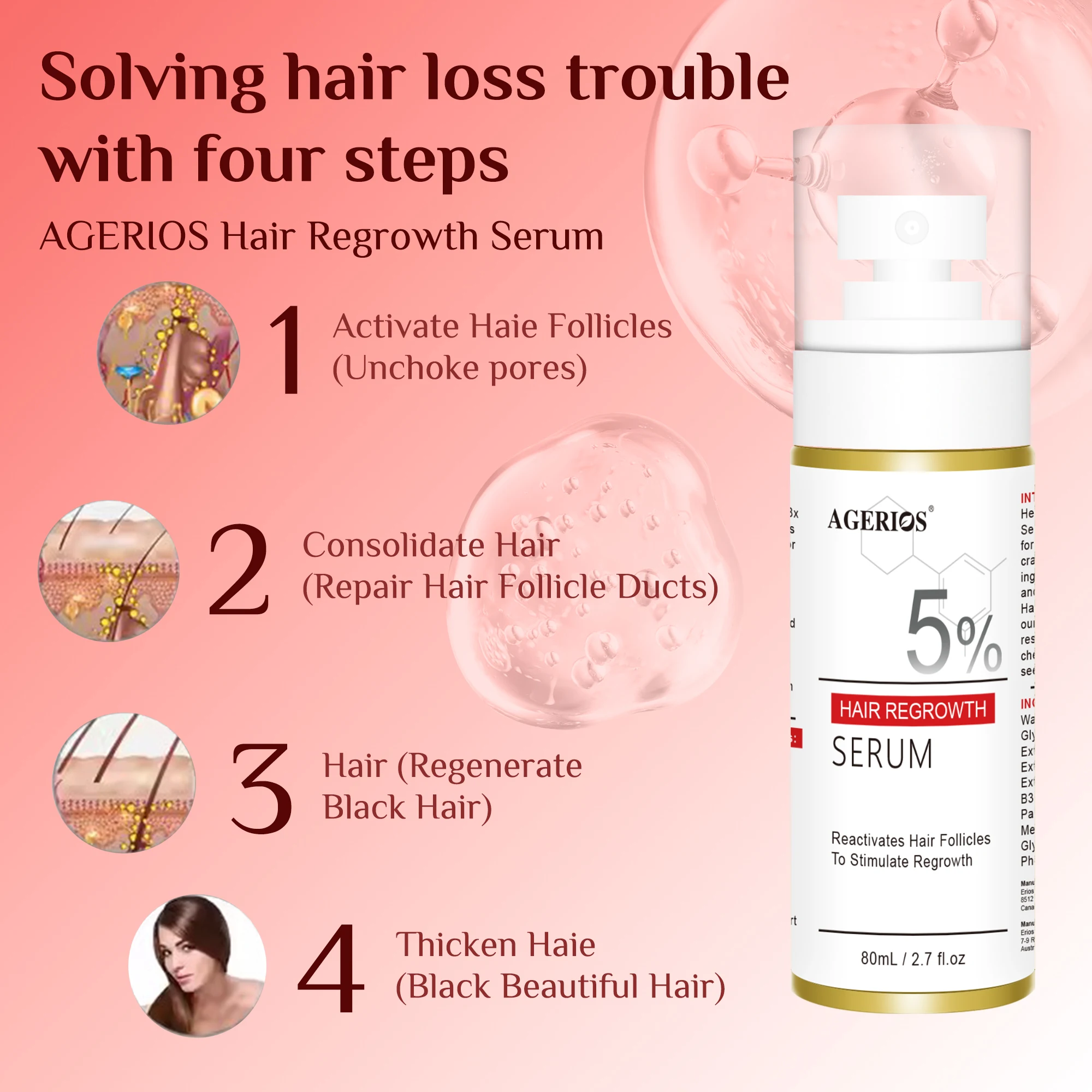 Organic Scalp Revitalizing Spray with Amino Acids & Hyaluronic Acid for Hair Follicle Stimulation and Growth