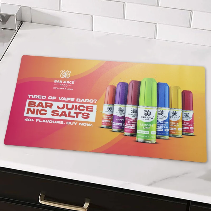 Changeable Display Card Mat Promotional Rubber Photo Frame Soft Retail Counter Mat Branded Rubber Counter Mat