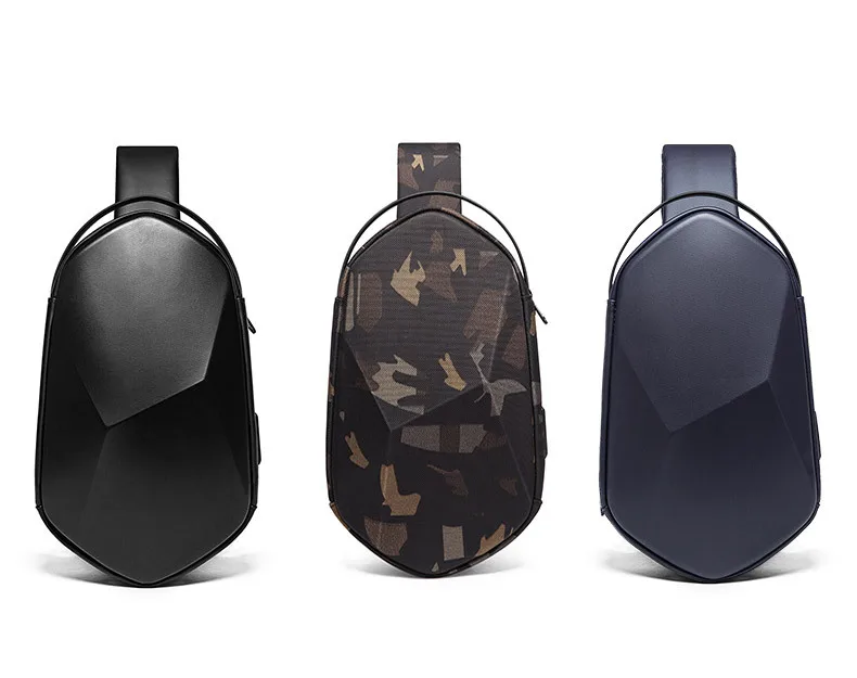 New Style Trendy Design Polyhedron Shoulder Messenger Chest Bag Motorcycle Saddlebags Luggage Black Blue OXford Cloth+Polyester