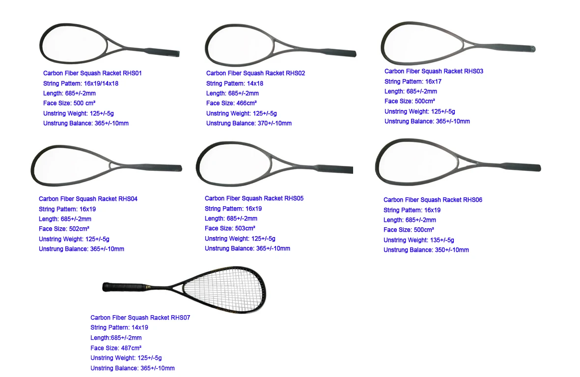 Oem Brand Logo Professional Full Graphite Carbon Fiber Squash Racket