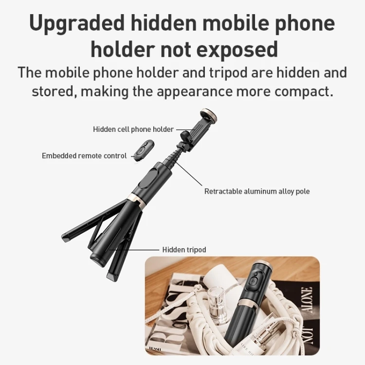 Dropshipping  ZGA S02 BT Remote Control Hidden Tripod Wireless Selfie Stick