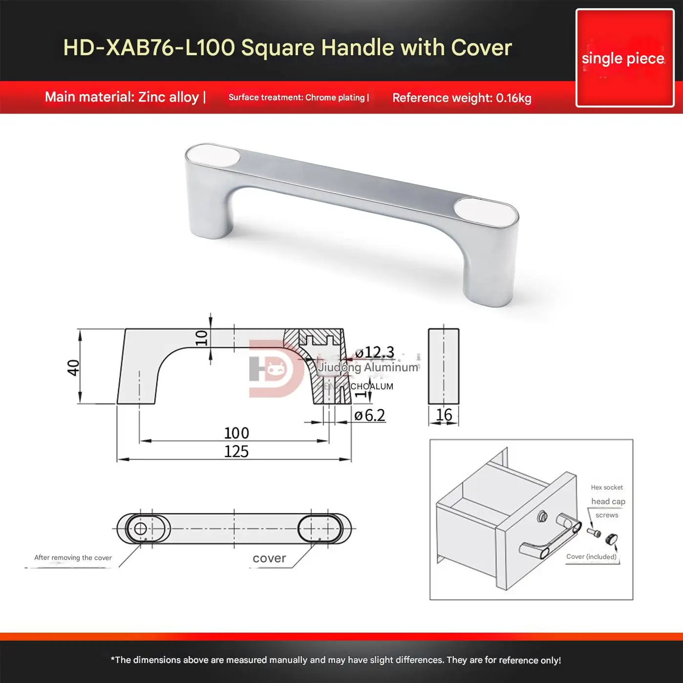 150  zinc alloy square handle with cover for door  window beveled handle-19
