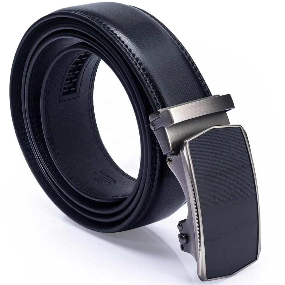 Men Genuine Leather Automatic Ratchet Click Lock Buckle Belt Designer Style:A707 