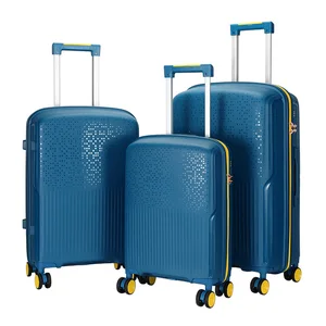 Custom logo PP Trolley Suitcase Travel Suitcase Silent Spinner Wheel Travel Luggage 20 24 28 Inch Three-piece Suitcase