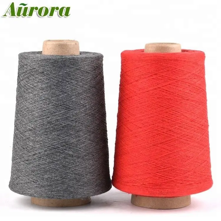 Fil à tricoter en polyester de coton 10/12 recyclé teint OE régénéré 65s 35s pour chaussettes fil à tricoter 14s