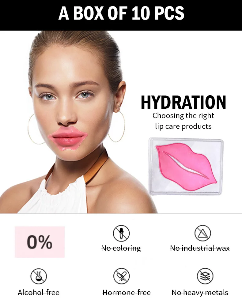 Cosmetics Lips Care Dry Repair Pink Plumper Lip Mask Set Nourishing