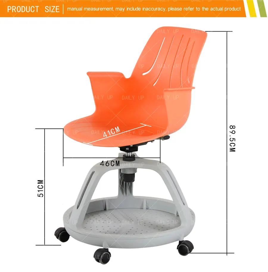 Professional Swivel Training Chair With Armrests For Student Adjustable Reading Chair With Huge Basket For Library Conference