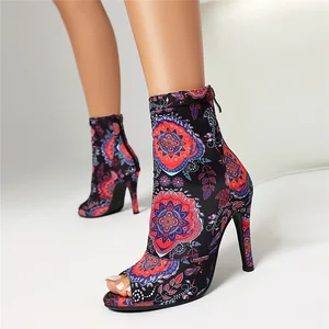 Women's Fishmouth Latin Dance Shoes Adult Outdoor Non-Slip Jazz Dance Shoes High Heels and Rubber Soles