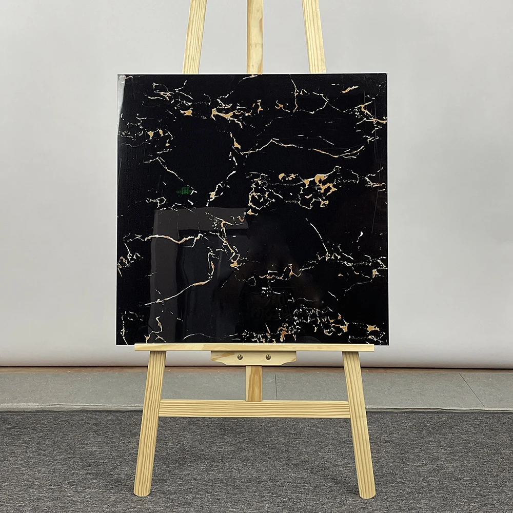 Cheapest Marble Porcelain Floor Tile Black Colors 60cm by 60cm Polished Stone Tiles Live Room