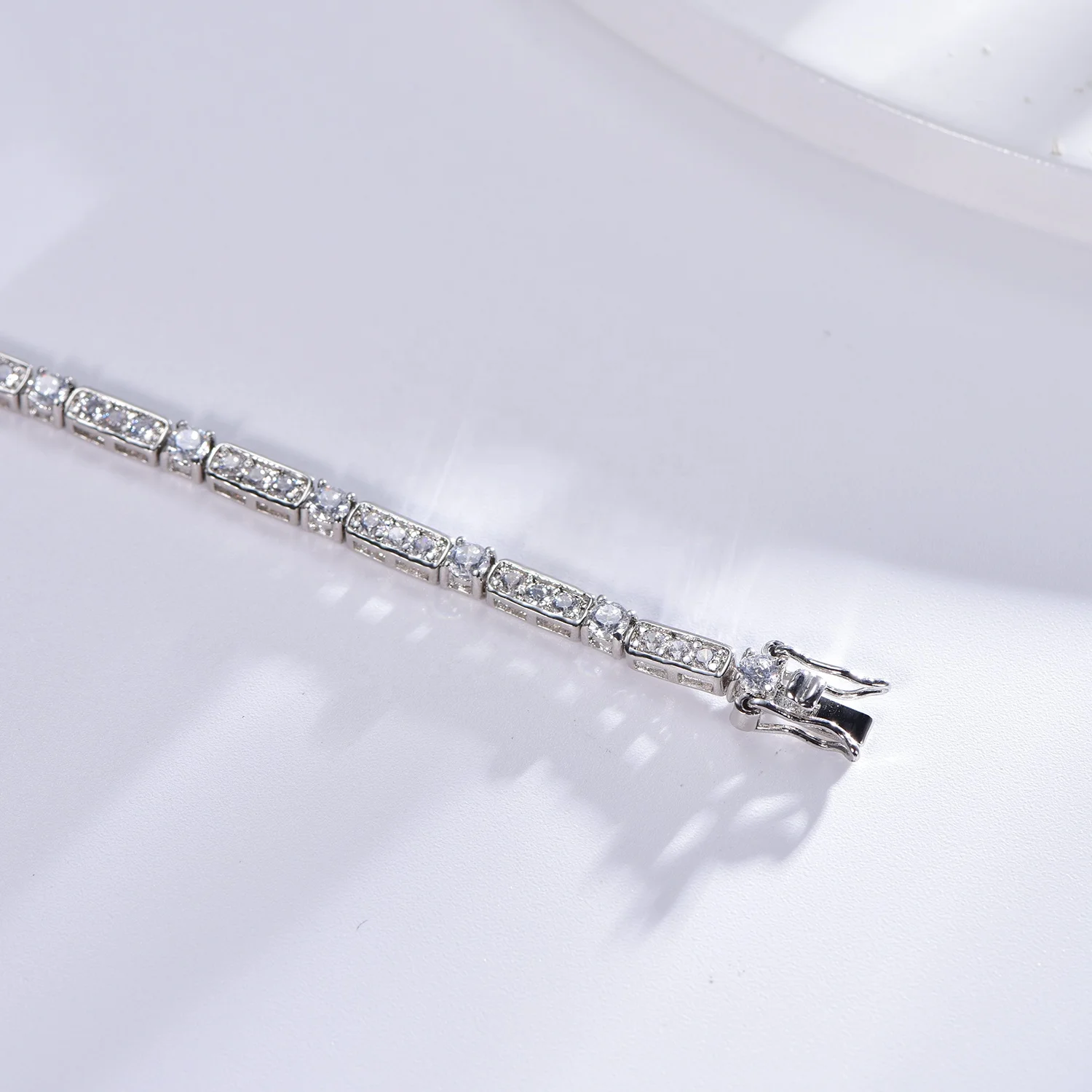 silver bracelet jewelry 925 sterling silver bracelet round 5A CZ diamond italy square chunky bracelet