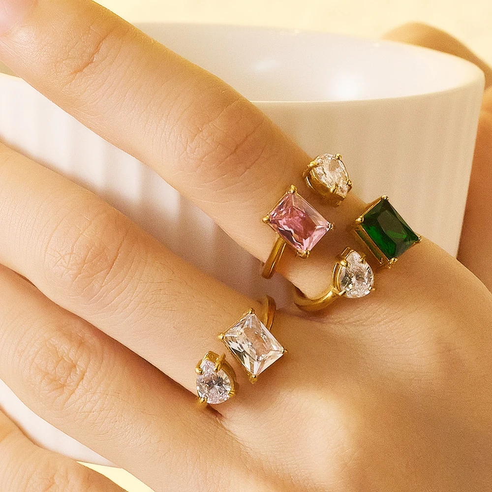 Custom 18k Gold Plated Waterproof Cubiczirconia Crystal Stainless Steel