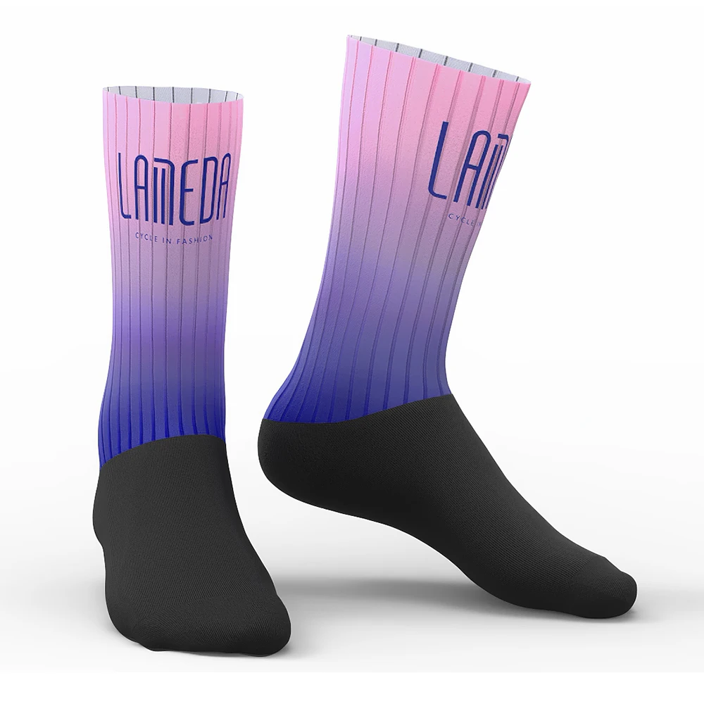 LAMEDA No Seam Durable Gradient Purple Colorful Thermal Sports Socks