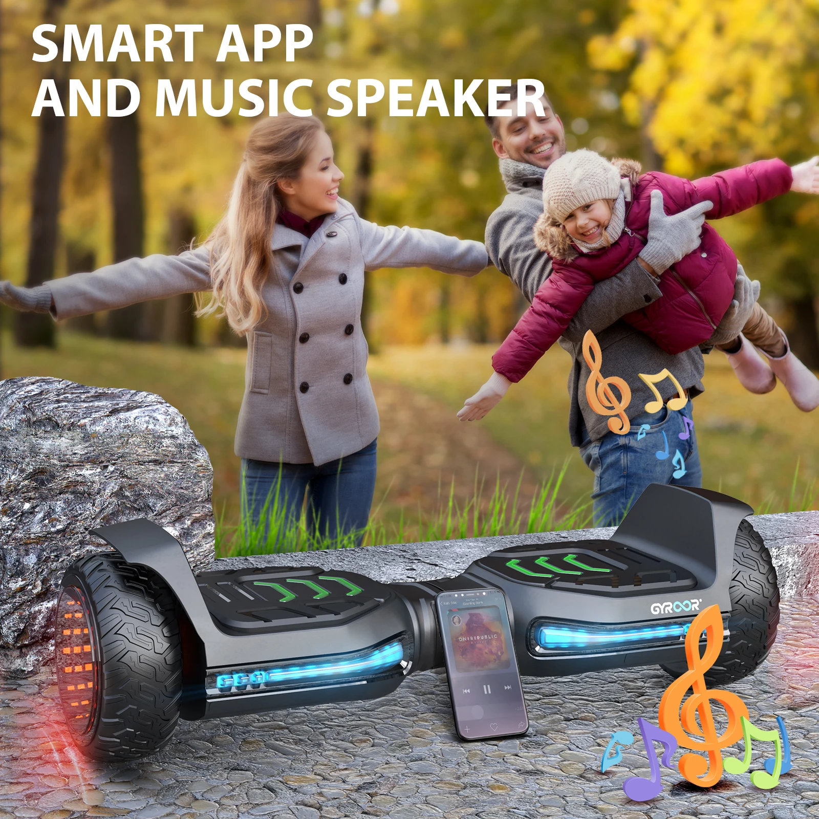 Gyroor Durable Smart Two Wheel Hover Board Balance Hoverboard with Dual System