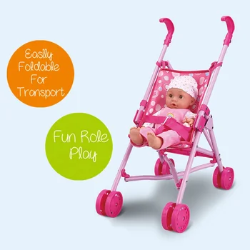 Poussette Poupée Pliable En Métal - Jouet Simulation, Avec Auvent - Taille Dépliée 54.6x33.6x26 Cm - Pour Filles, Cadeau