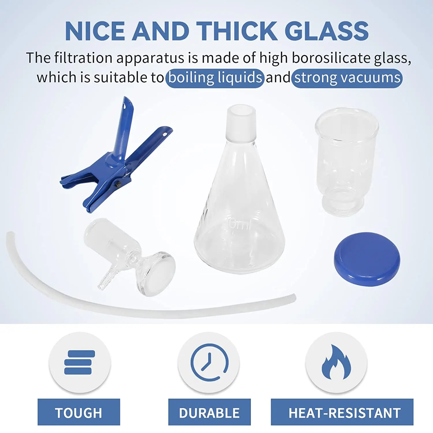 1000ml Lab Filtration Apparatus Filter Flask Set Glass Vacuum