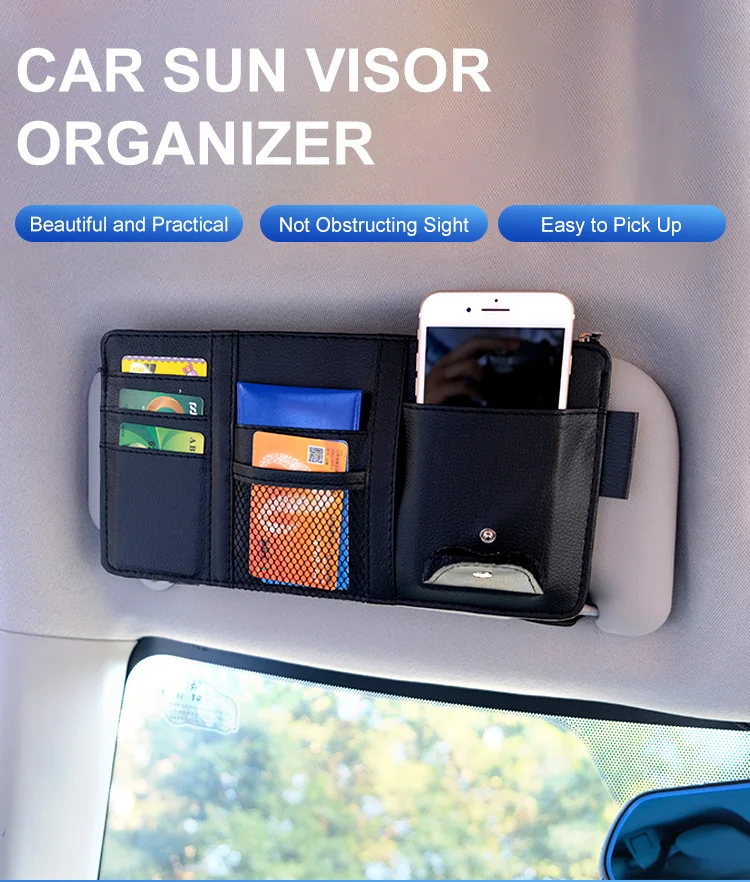 uxcell Blue Cloth Sunglasses Card Phone Car Sun Visor Storage Pouch Bag Point Pocket 